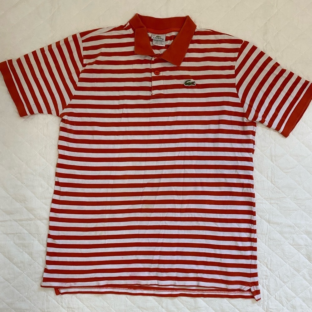 Lacoste vintage  Red and White Striped Polo 80’s 90s
